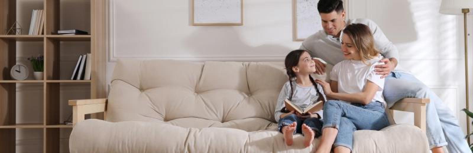 family sitting on the couch